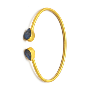 กำไล925อัญมณีลาบราดอไรต์ลูกแพร์เงินสเตอร์ลิงสีทองกำไลข้อมือแฟชั่นสำหรับเป็นของขวัญวันครบรอบแต่งงานสำหรับผู้หญิง - Product Image 2