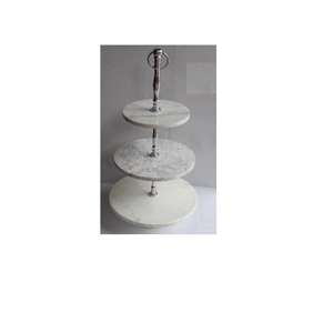 Support à gâteau rond à trois étages en pierre, avec poignée en Aluminium, finition polie, décor de fête et mariage - Product Image 2