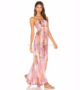 Vestido largo de tubo de rayón Tie Dye para mujer, ropa de fiesta informal, colección