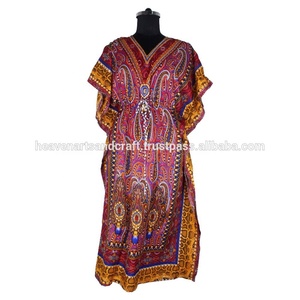 2025 mode musulman Abaya, Maxi robe turque longue caftan robe main bloc imprimé caftan robe femmes porter nuit Maxi habiller - Product Image 2