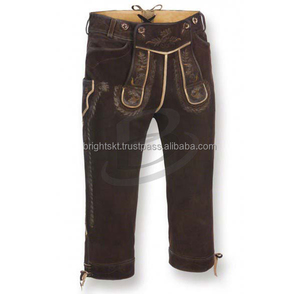 Nouveau Design bavarois Bundhosen longueur au genou marron clair Long Lederhosen Trachten Lerhosen Oktoberfest Lederhosen 2019 - Product Image 1