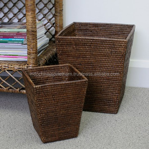 Hand Woven Wicker Rattan <b>Paper</b> <b>Waste</b> <b>Basket</b> - Product Image 5