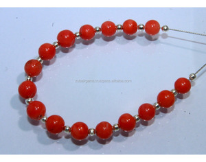 Cuentas redondas naturales de coral italiano de 6 pulgadas - Product Image 1