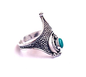 Bague en pierre argent Turquoise et cristal, joli anneau en forme de fantaisie, à la mode - Product Image 2