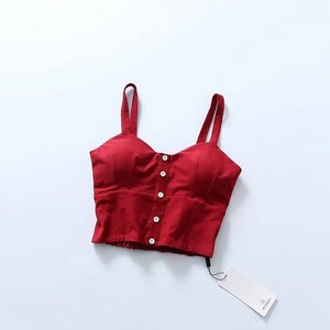 Women's Sexy Sleeveless Botton up Bralett Club & Night Out Crop Tank <b>Top</b> - Product Image 3