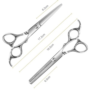 <b>Barber</b> Salon Hair Cutting and Thinning Scissors Stainless Steel Thinning Scissors <b>Set</b> Silver - Product Image 2