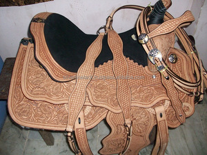 Silla de montar western de cuero con estructura de madera/plástico - Tamaños y colores personalizables - Product Image 6