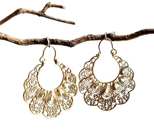 Pendientes de Aro Grandes de Color Dorado, Hebilla de Oreja de Latón, Diseño de Trigo, para Fiestas, Bodas, Compromisos, Gran Idea de Regalo, Novedad - Product Image 1