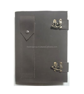 Venta al por mayor diario de tapa suave con lazo de bolígrafo diseño personalizado cuaderno de cuero genuino con bolsillo para bolígrafo - Product Image 2