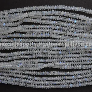 Pierre de lune arc-en-ciel naturelle rondelles à facettes cristal blanc pierres de guérison brin pour la fabrication de bijoux perles - Product Image 1