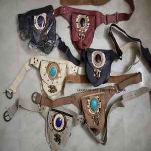 Leather with Stone <b>Money</b> <b>Belt</b> Bags Real Leather Waist Bags Leather Hipster Bag Genuine Leather Waist Bag Designer Waist Bags - Product Image 1