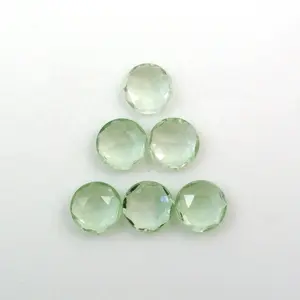 AAA Healing Gemstone Natural 5mm Green Amethyst Rose Cut Round Cabochons Loose Gemstone From Supplier