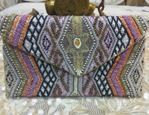 กระเป๋าเดินทางสำหรับผู้หญิงลายเรขาคณิตประดับลูกปัดสไตล์อินเดียกระเป๋าคลัทช์ปาร์ตี้ริมชายหาดตอนเย็นสินค้ามาใหม่ - Product Image 1