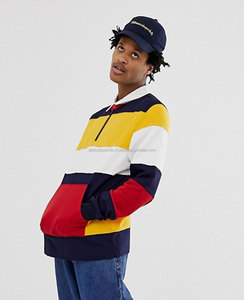 Nouveau look personnalisé de haute qualité à manches courtes et blocs de couleurs contrastées concevez votre propre polo en coton respirant à manches longues - Product Image 3