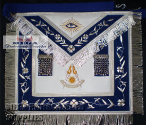 Freemason Master Grand Delantal personalizable, tela bordada de cuero, cuello de cinta, costura de punto de cruz para masónico - Product Image 6
