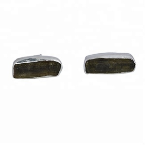 925 argent Sterling lunette ensemble Labradorite pierre brute boucles d'oreilles bijoux de mariage à la mode pour les femmes - Product Image 1
