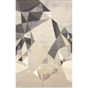Alfombra de seda de lana copetuda a mano de diseño abstracto para vestíbulo de hotel - Product Image 1
