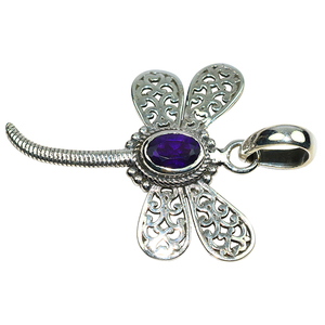 Lunette en forme de libellule véritable améthyste pendentif en argent Sterling 925, bijoux en argent Sterling 925 vente en gros, exportation et vente en gros - Product Image 3