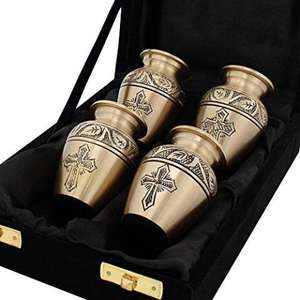 Urnas de cremación para cenizas funerarias, juego de urnas de Metal y latón, con caja de terciopelo, color rojo, clásico, Premium - Product Image 4