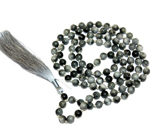 Rosario de Meditación de Piedras Preciosas Naturales, Cuentas de Ojo de Gato Gris Lisas de 6 mm, Collar de Mala Espiritual, OEM, DROPSHIPPING, Hindú, Terceros - Product Image 1