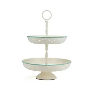 2 Tầng Tráng Miệng Cup Cake Stand Round Shape Thiết Kế Cổ