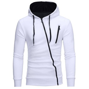 Venta al por mayor de los hombres 100% algodón Muscle Wear Pullover Hoodies Scoop parte inferior cremallera lateral forrado Anti-retráctil impermeable de los hombres en blanco - Product Image 2