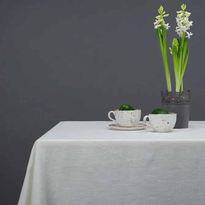 White 100% Linen Tablecloth, Wedding Tablecloth Dessert Picnic Party Birthday