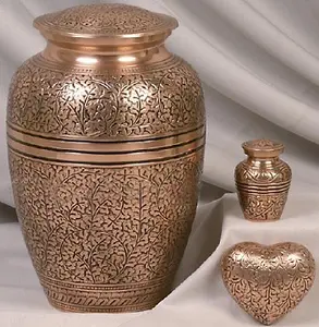 โบราณสําเร็จรูปโคลนศพแกะสลักทองแดงสีทองเหลืองโลหะโคลนศพสไตล์อเมริกัน Handcrafted ทรายเผาโคลนสําหรับเถ้า - Product Image 1