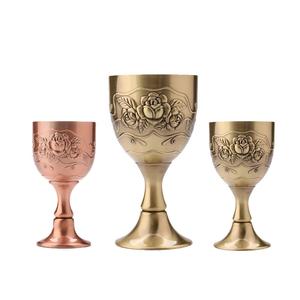 Handmade Vintage Small Copper Liquor <b>Cup</b> Wine Glass Goblet 11 X 6 cm With Engraved Flower Pattern Brass-Made Cocktail Utensil - Product Image 3