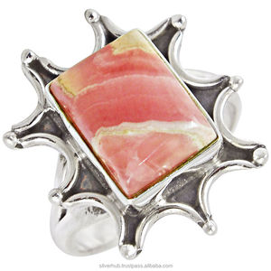 แหวนเงินสเตอริง925คุณภาพดีที่สุดแหวนโรโดโครไซต์ทำมือพลอยสปินเนอร์ตัดทรงสี่เหลี่ยมผืนผ้าเครื่องประดับสำหรับงานเลี้ยงดีไซน์เนอร์จากธรรมชาติที่ดีที่สุด - Product Image 1