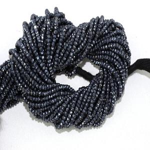 AAA grado 13 \ "largo Natural negro espinela piedra preciosa Micro facetado Rondelle cuentas para collar de joyería de alta calidad hecho a mano - Product Image 1