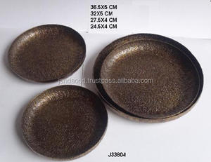 จานเทียนอะลูมิเนียมทรงค้อนขรุขระ พร้อมเคลือบสีทองเหลืองโบราณ มีสีอื่นๆให้เลือก ของตกแต่งบ้าน - Product Image 2