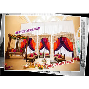 Décoration de mariage indien vintage, scène sculptée pour mariage, 13 pièces - Product Image 1