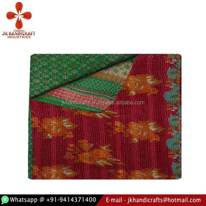 Colcha de Retazos de Algodón Kantha Vintage Hecha a Mano por Proveedor Oro para Decoración del Hogar - Product Image 1