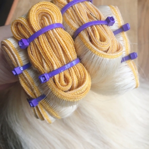 แฮร์วีฟคู่สำหรับผมจริง100กรัมมัดผมแท้สีบลอนด์ผมแท้นุ่มสลวยจากเวียดนาม - Product Image 1