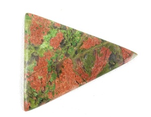 หินอัญมณีธรรมชาติ <span class=keywords><strong>Unakite</strong></span> Jasper,อัญมณีทรงหลวม85กะรัตรูปทรงสามเหลี่ยมเรียบ