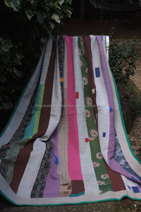 Couverture Kantha vintage en coton blanc patchwork lourd de 5 à 7 couches - Product Image 5