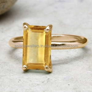 Bagues en argent sterling 925 Citrine Quartz vermeil Bagues en pierres précieuses Beaux bijoux plaqués or faits à la main - Product Image 1