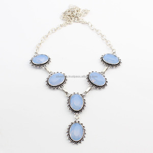 Classic <b>925</b> Sterling <b>Silver</b> Chalcedony Handmade <b>Necklace</b> - Product Image 3