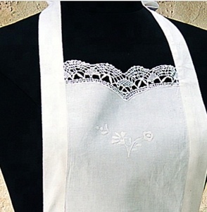 Tablier ajustable en dentelle, joli accessoire de cuisine, pour femme, avec poche, blanc, idéal comme cadeau - Product Image 1