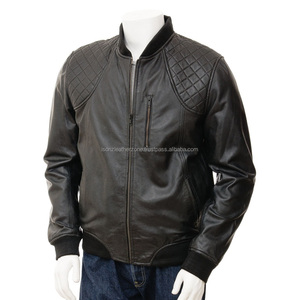 Chaqueta Bomber de Cuero Negra para Hombre, Diseño Nuevo, para Otoño e Invierno, Forro Personalizable - Product Image 1