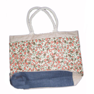 Bolsa de Yute Ecológica Grande con Diseño de Hojas Personalizado al por Mayor, con Cierre de Cordón - Product Image 1