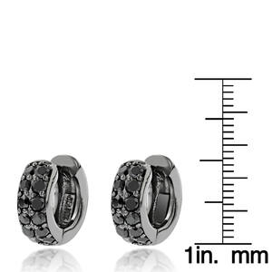 1.00 Ct Black Diamond <b>Huggie</b> Hoop Earrings 14k Gold Earrings Hoop Earrings - Product Image 3