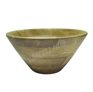 Ensemble de saladiers écologiques au design classique, bols de service durables en bois de manguier, céramique, verre, acier au silicone et plastique, assiettes - Product Image 1