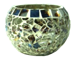 Portavelas de metal de la más alta calidad hecho a mano decorativo de metal en forma de vidrio con bandeja portavelas votivo - Product Image 5