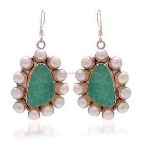 Femme Turquoise Boucles D'oreilles Perle Boucle D'oreille Handcrafted Bijoux Artisanaux - Product Image 2