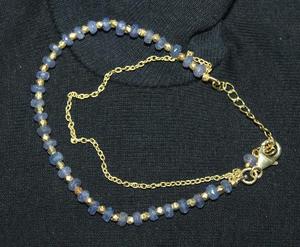 Pulsera de GEMA con cuentas facetadas de tanzanita Natural, Plata de Ley 925 sólida chapada en oro - Product Image 3