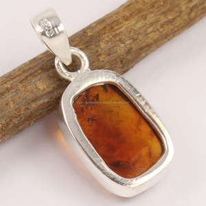 Colgante de ámbar báltico de piedras preciosas naturales para collar, colgantes pequeños de 1 pulgada, joyería de plata de ley 925, pedido personalizado aceptable - Product Image 2
