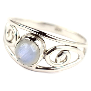 Lunette blanche de forme ronde parfaite, pierre de lune arc-en-ciel, bagues en argent Sterling 925, mode indienne, bijoux en argent uniques - Product Image 3