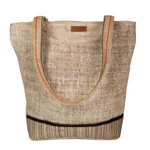 Bolso de Hombro de Cáñamo Estilo Vintage para Mujer, Diseño Ecológico y Portátil con Patrón de Hilo, Cierre de Cremallera, Moderno para Primavera, Verano, Otoño e Invierno - Product Image 1